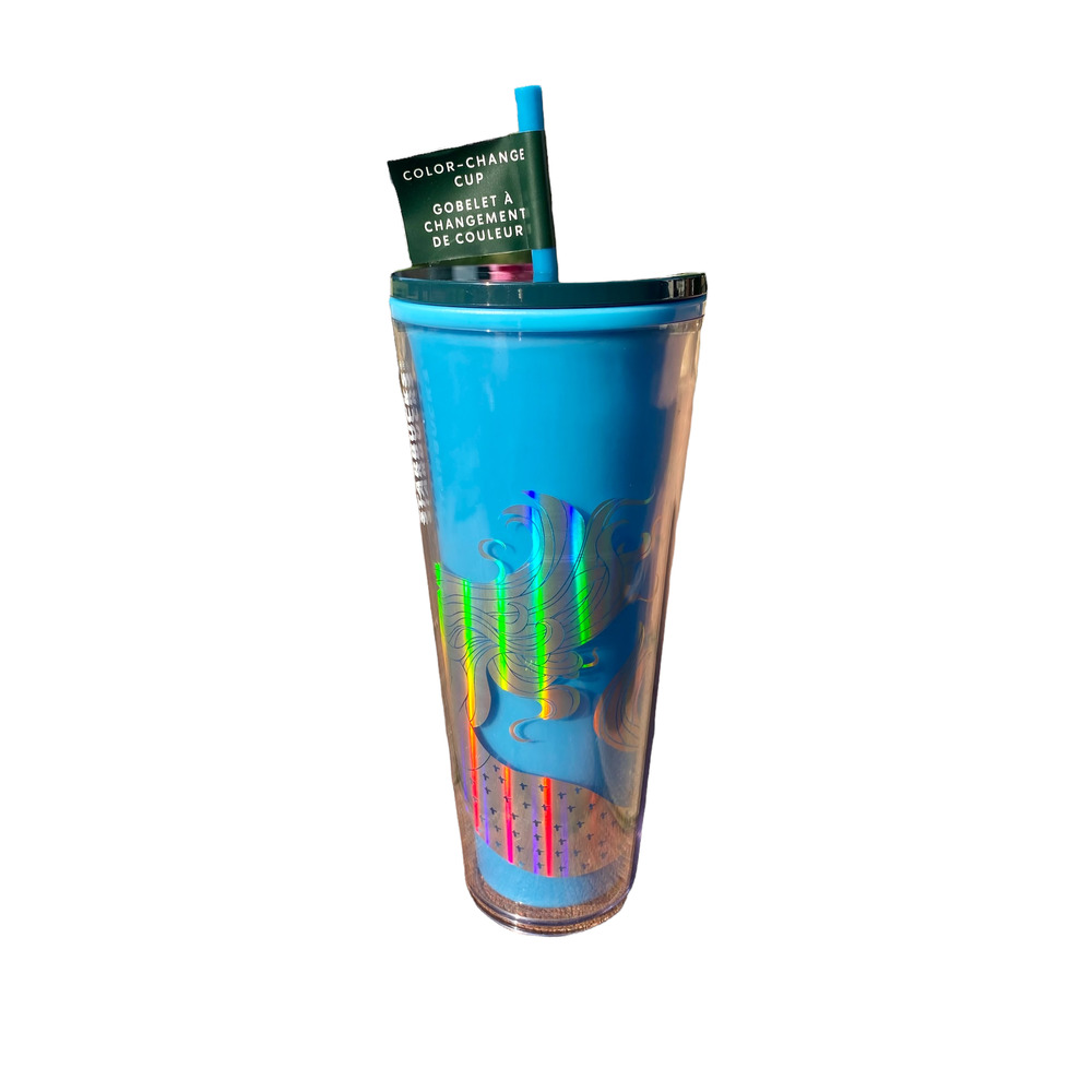🖤 Starbucks Siren Tumbler Color Change Cold Cup Blue Christmas 2021 24oz 🖤 - Picture 3 of 12